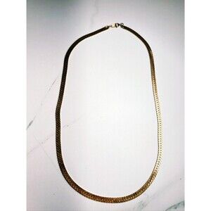 Vintage Herringbone Necklace 90's Mob Wife Glam Disco Era Thick Gold Necklace